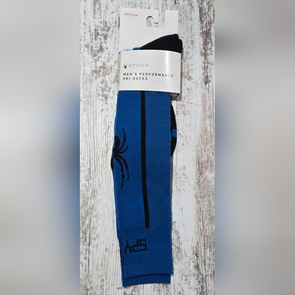 Spyder Men's Performance Ski Socks - Blue and Black - Picture 1 of 4